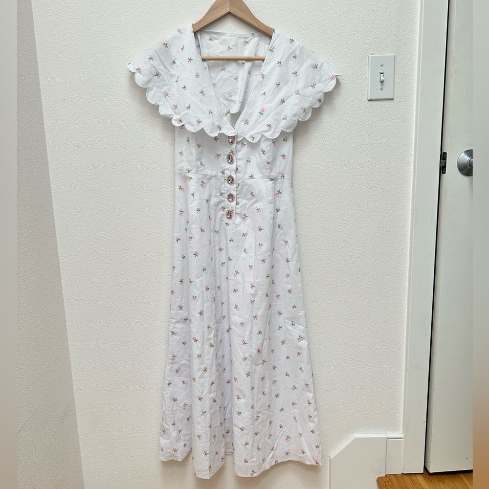 Dream Sister Jane Chamomile Ditsy Scallop Dress